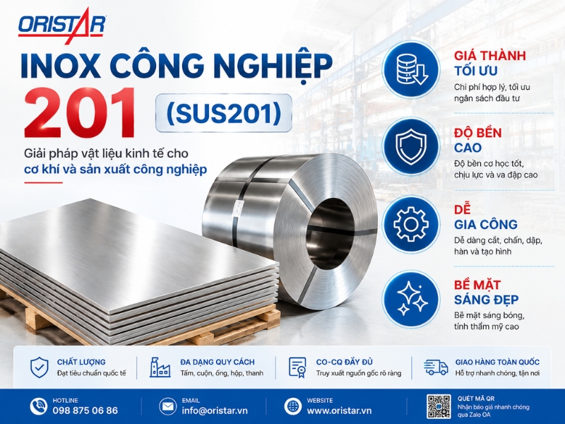 Inox Công Nghiệp 201: Đặc Tính, Ứng Dụng Và Giải Pháp Gia Công Trong Sản Xuất