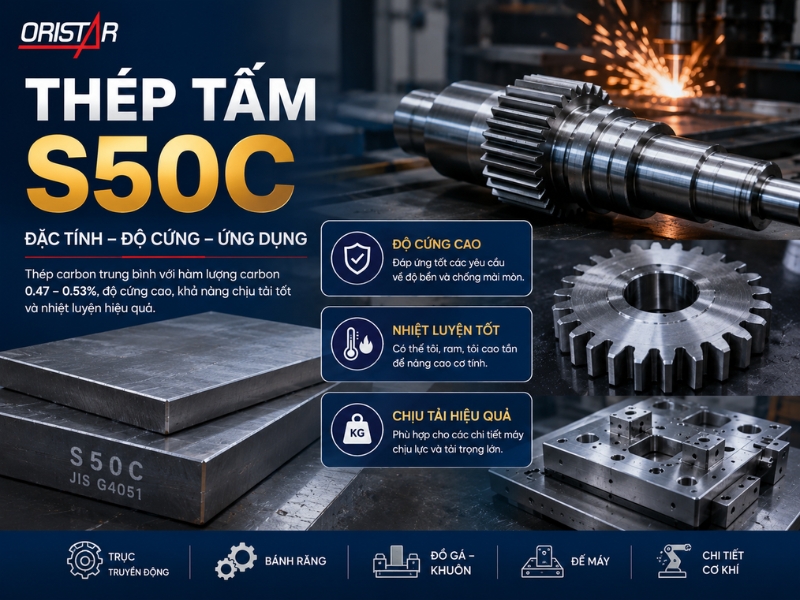 Thép Tấm S50C: Đặc Tính, Độ Cứng, Ứng Dụng Và Gia Công Theo Yêu Cầu