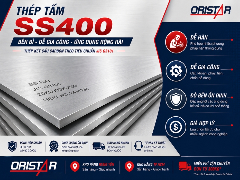 Thép SS400 là gì? Thông số kỹ thuật, quy cách và báo giá mới nhất
