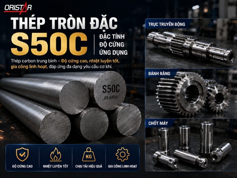 Tổng Quan Về Thép Tròn Đặc S50C: Độ Cứng, Nhiệt Luyện Và Ứng Dụng Thực Tế