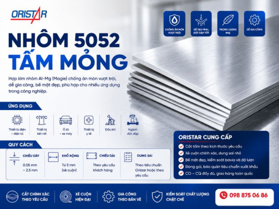 Nhôm 5052 Tấm Mỏng | Cắt Theo Kích Thước, Xẻ Cuộn Và Gia Công Theo Yêu Cầu