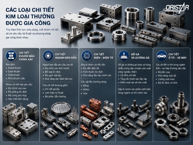 Các Loại Chi Tiết Kim Loại Thường Được Gia Công