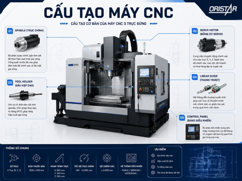 Cấu Tạo Cơ Bản Của M&aacute;y CNC