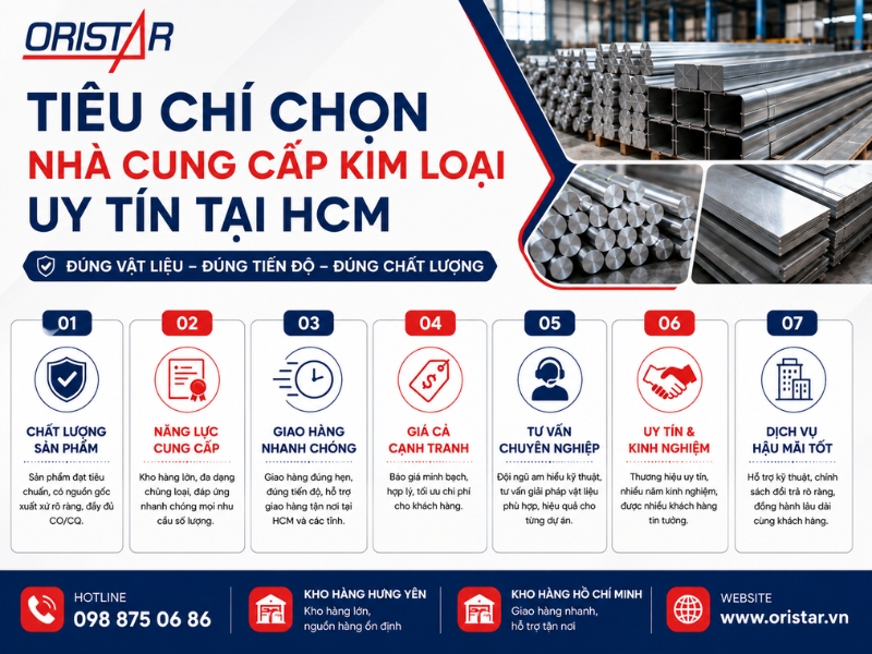 Ti&ecirc;u Ch&iacute; Chọn Nh&agrave; Cung Cấp Kim Loại Uy T&iacute;n Tại HCM