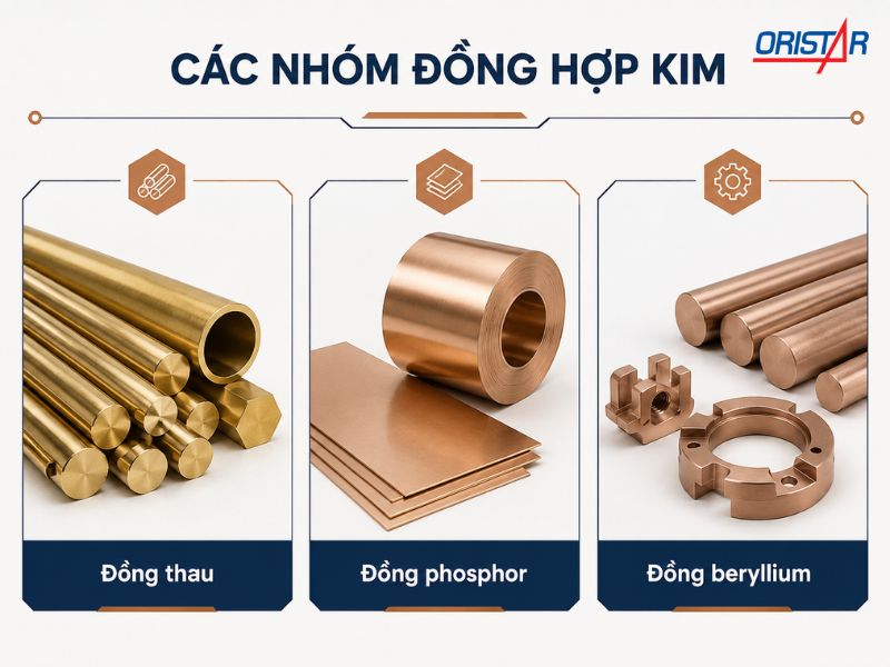 C&aacute;c nh&oacute;m đồng thau, đồng phosphor v&agrave; đồng beryllium