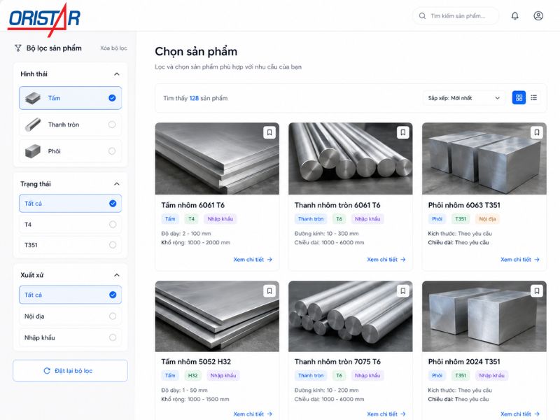 Công cụ nhập kích thước, số lượng và tính giá trên Oristar
