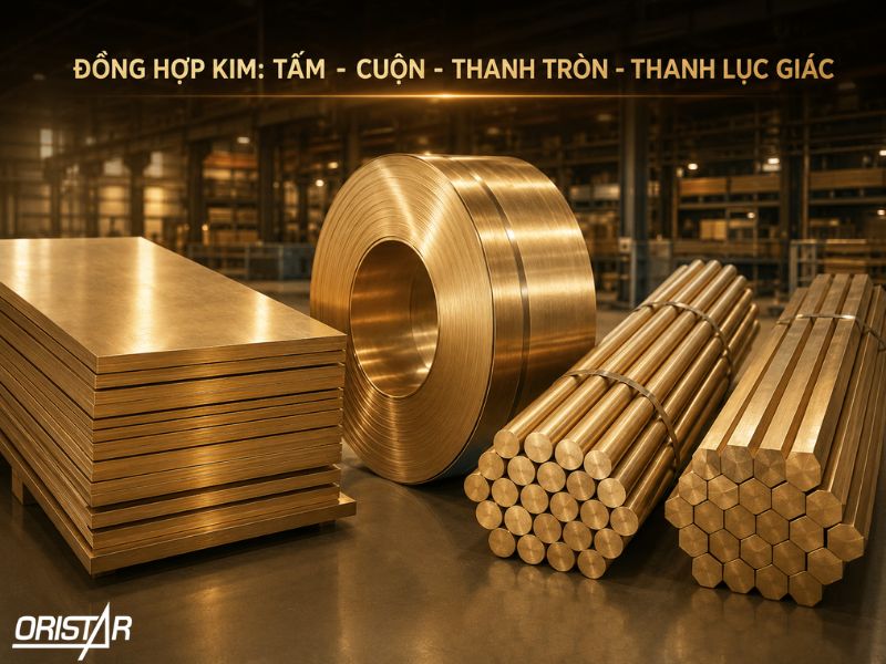 Đồng hợp kim dạng tấm, cuộn, thanh tr&ograve;n v&agrave; thanh lục gi&aacute;c