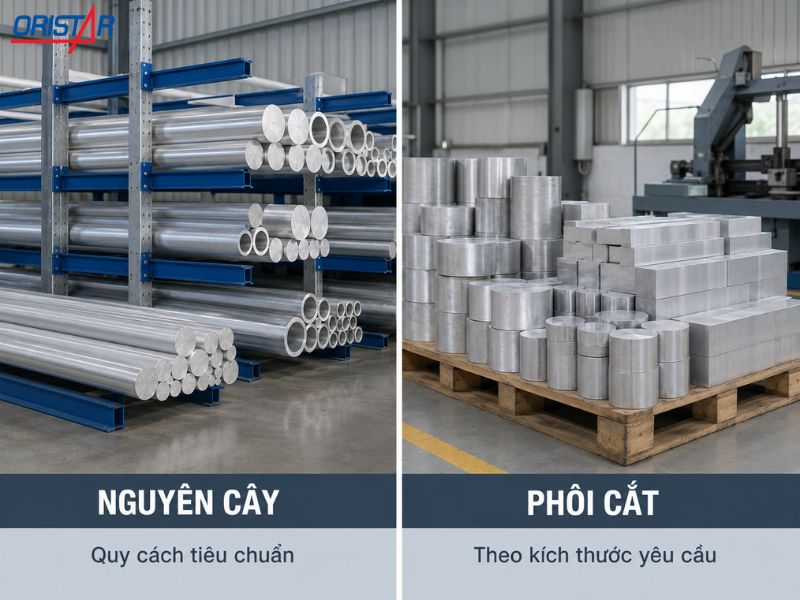 So sánh nguyên cây và phôi cắt