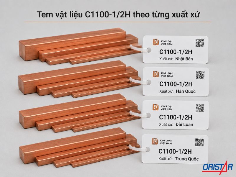 Tem vật liệu C1100-1_2H theo từng xuất xứ
