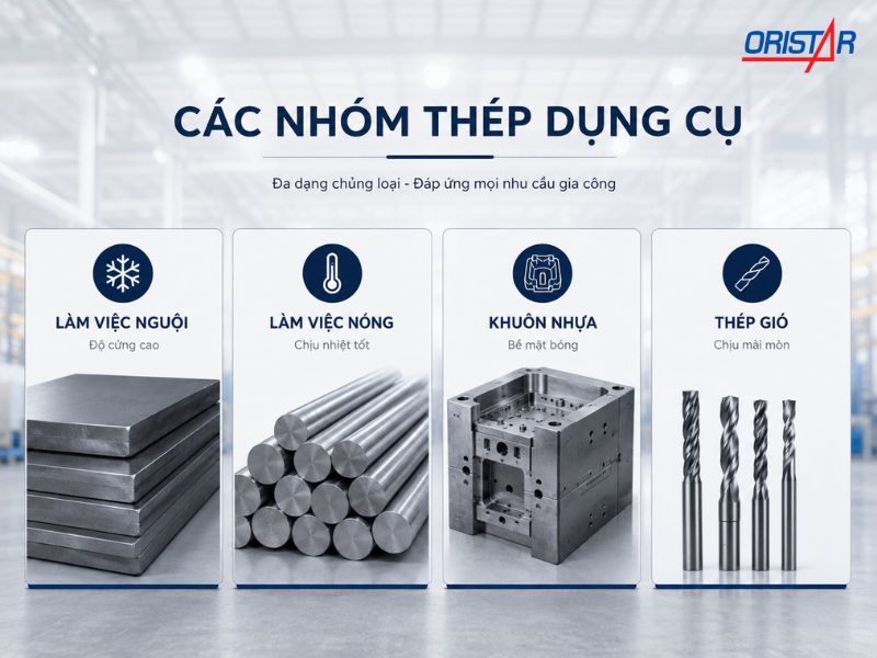 thép dụng cụ nguội, làm việc nóng, khuôn nhựa và thép gió