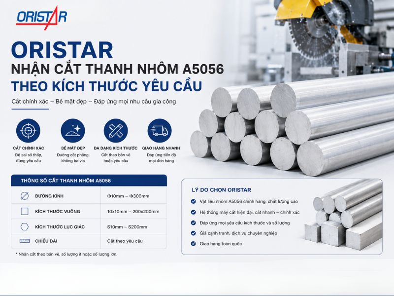 Oristar Nhận Cắt Thanh Nhôm A5056 Theo Kích Thước Yêu Cầu